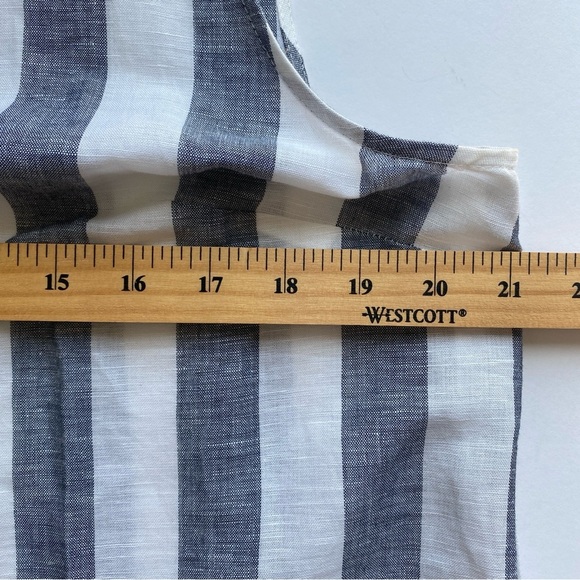 NWT J. Crew Tie Waist Bow Linen Top Tank Blouse Stripe Size 14 - Picture 6 of 12
